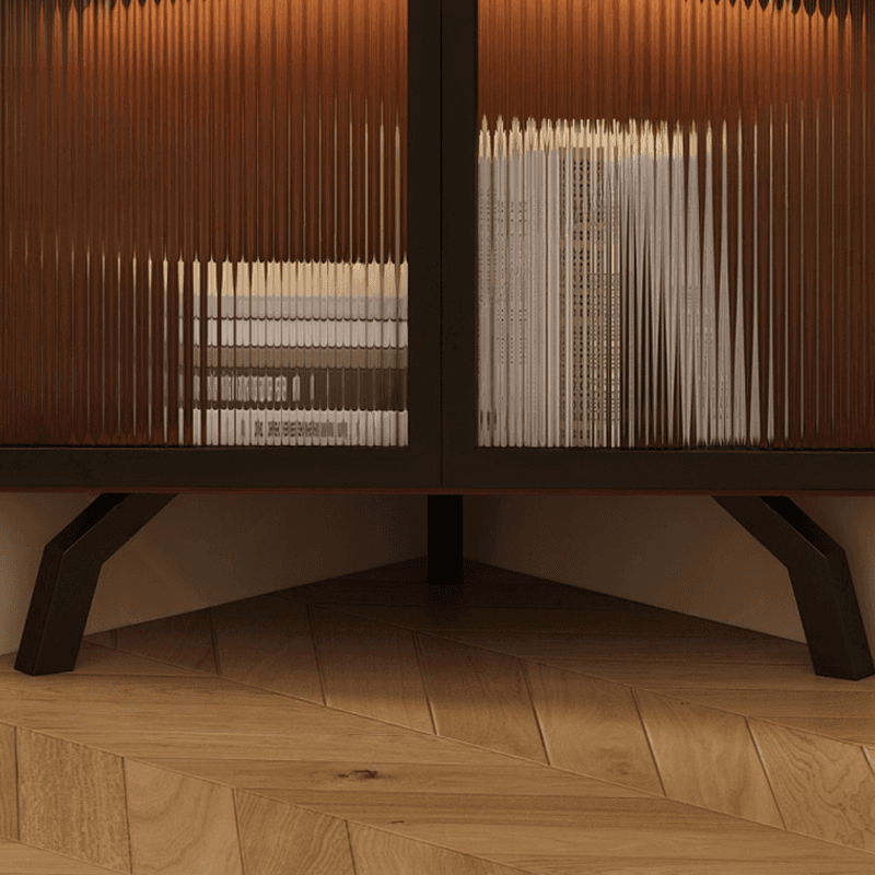Simple Corner Accent Cabinet with Closet, Laminate, Glazed Door, and Brown Top - image 6