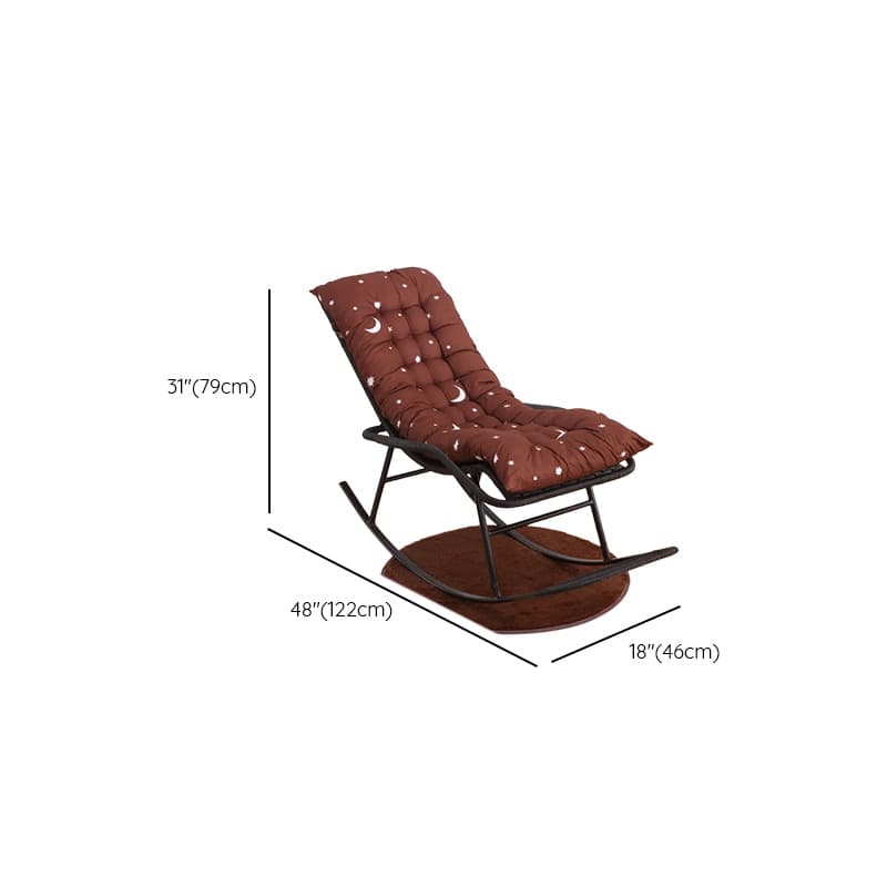Old School Pecan/Light Green/Sand Cane Rocking Chair with Rear and Wagon Wheel Shaped Arms - image 16
