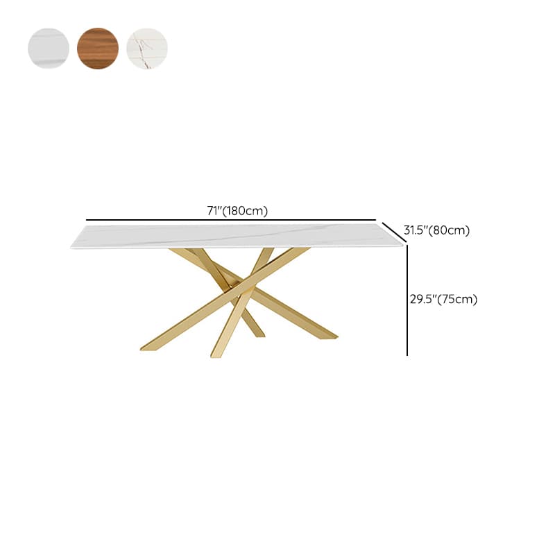 Art Deco Standard Table Height Rectangle Fixed Marble Top/Wood Dining Table with Golden Base for 8/4 People/6 People - image 13