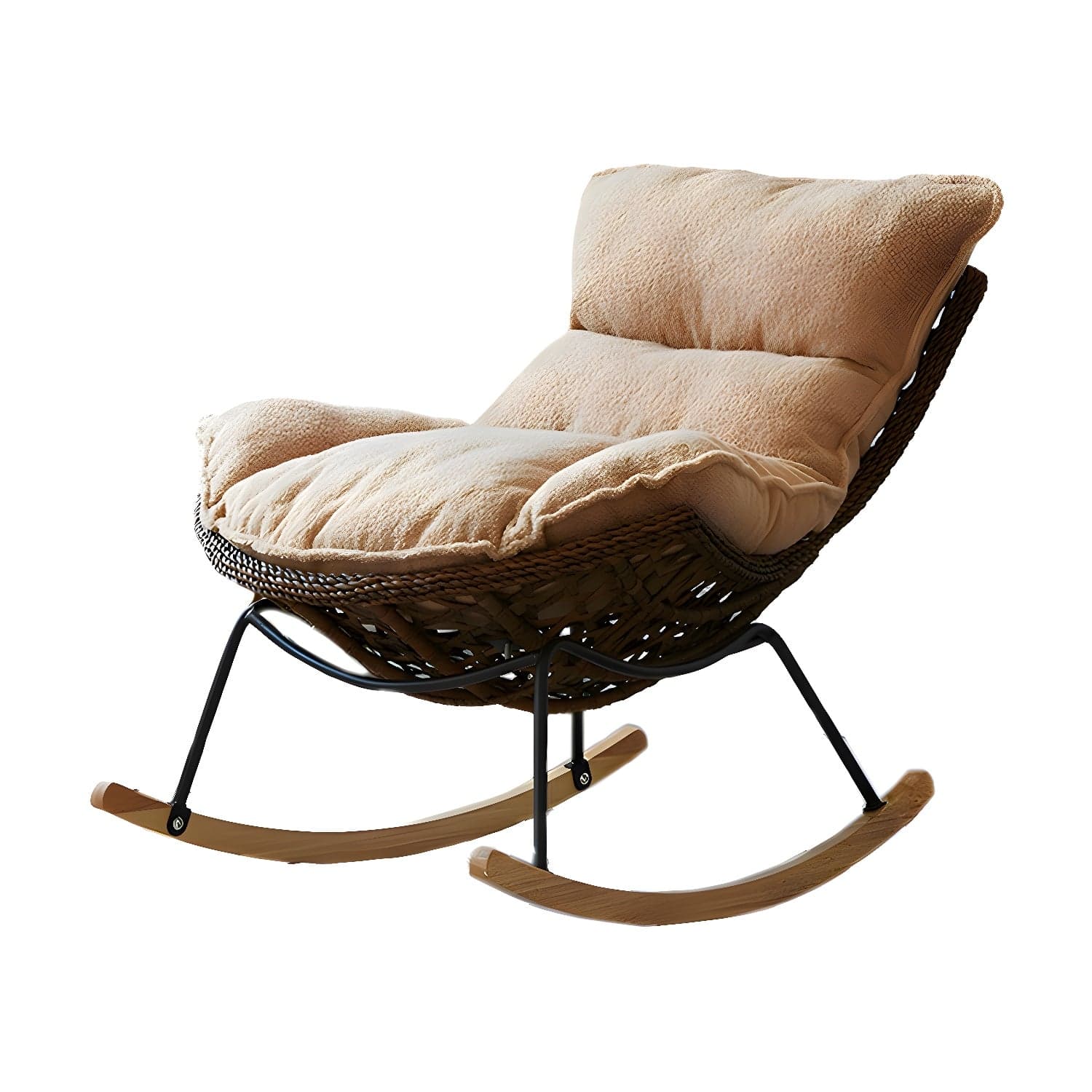 Elegant Walnut Wood Rocking Chair for Modern Living - Upholstered Seating and Stylish Track Arms - image 3