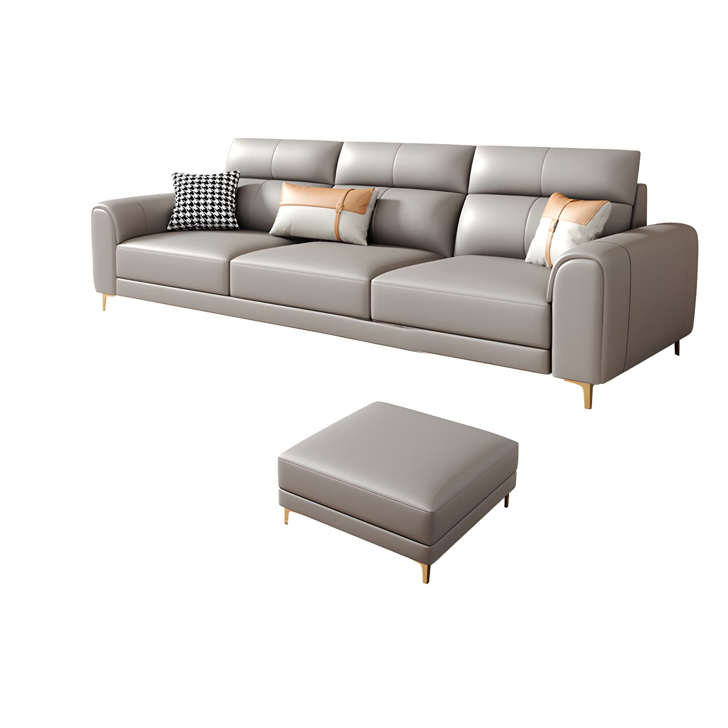 Modern Gray Faux Leather Sectional Sofa with Pillow Top Arms and Wood Frame - image 10