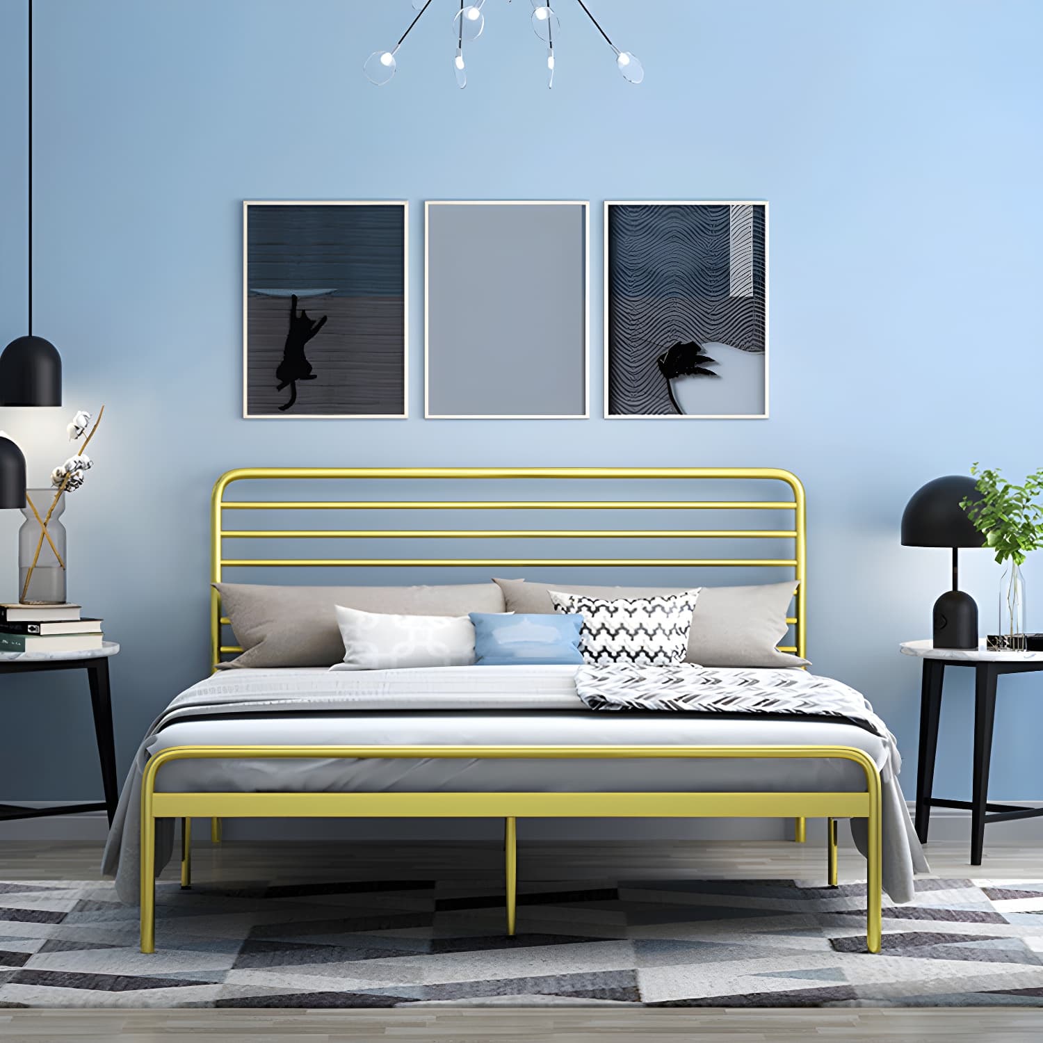 84.65 inch Wide Industial Bed Frame Metal Bed with Headboard - image 13
