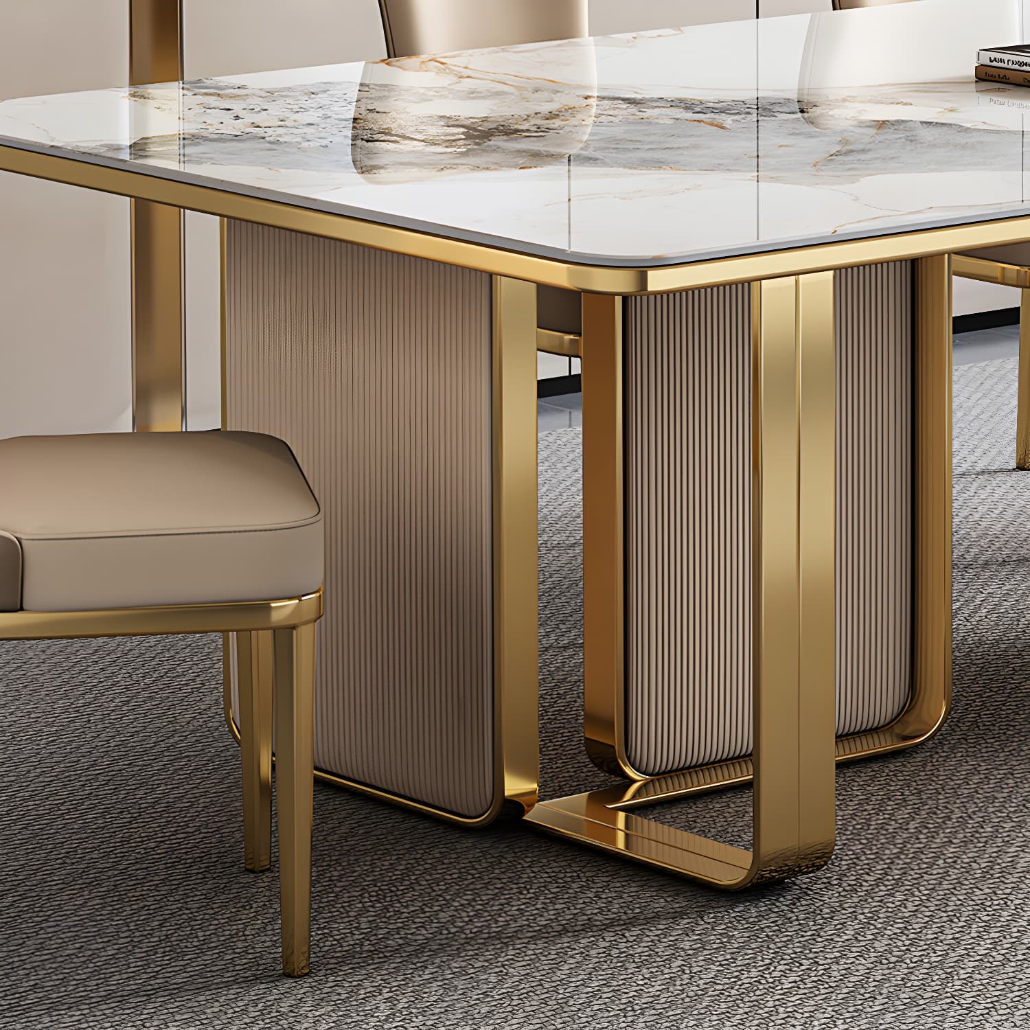 1/5/7/9 Piece Rectangle Stone Top Glam Dining Room Chair Set - image 7