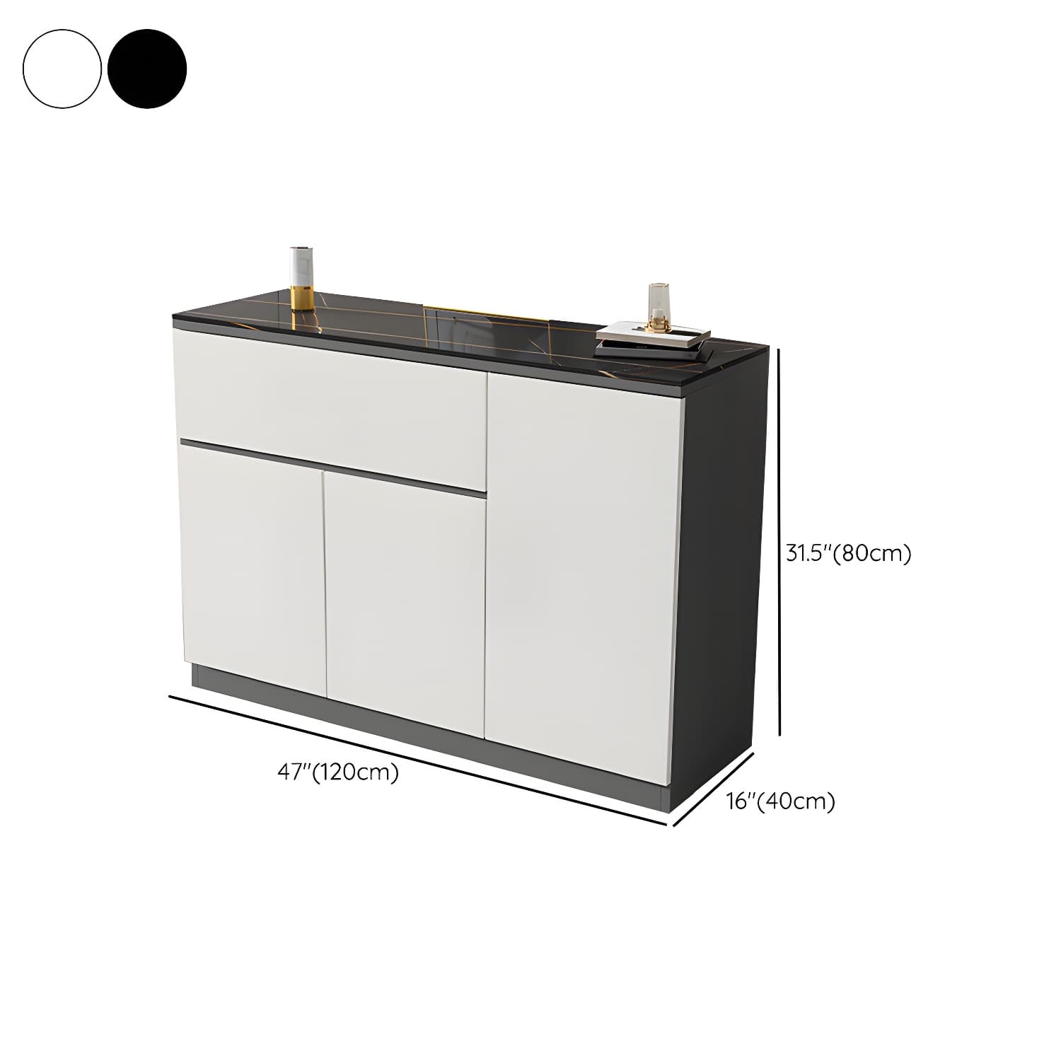 Contemporary Stone Top Sideboard Cabinet with Drawer and Door - image 9
