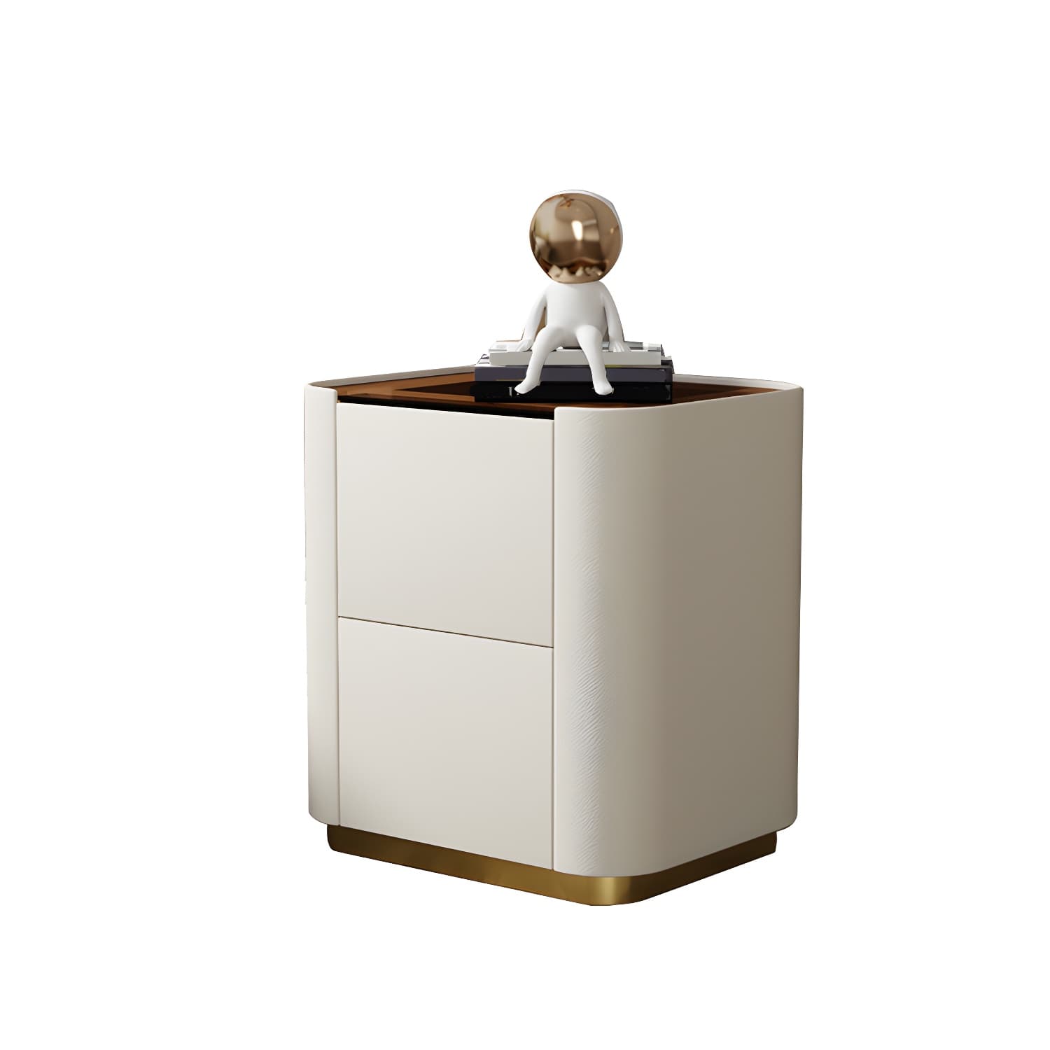 Wooden Nightstand with Tempered Glass 21.65" Tall 2 - Drawer Nightstand - image 12