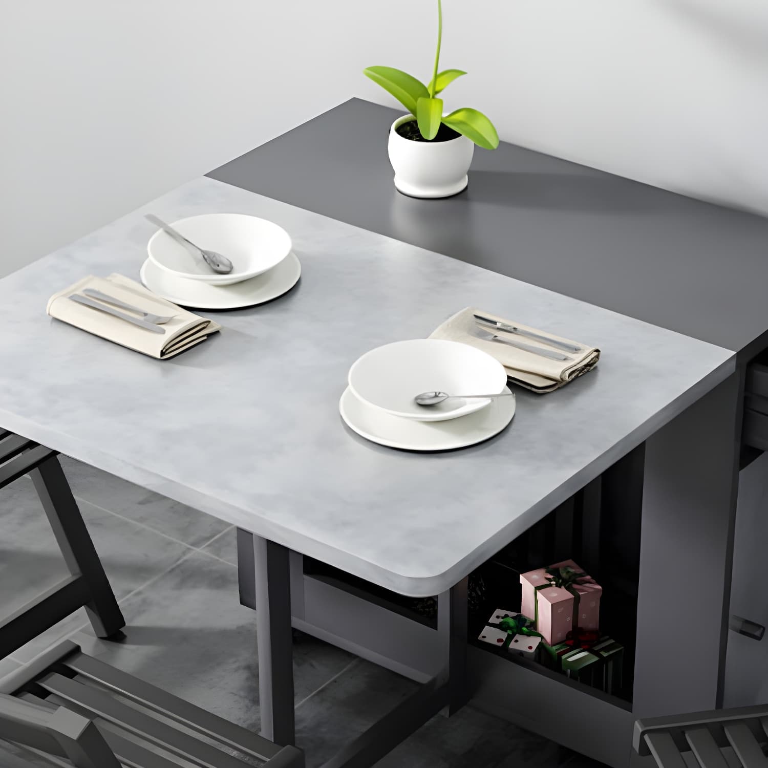 1/3/5 Piece Rectangle Shape Dining Room Furniture Set in Gray and Black - image 7
