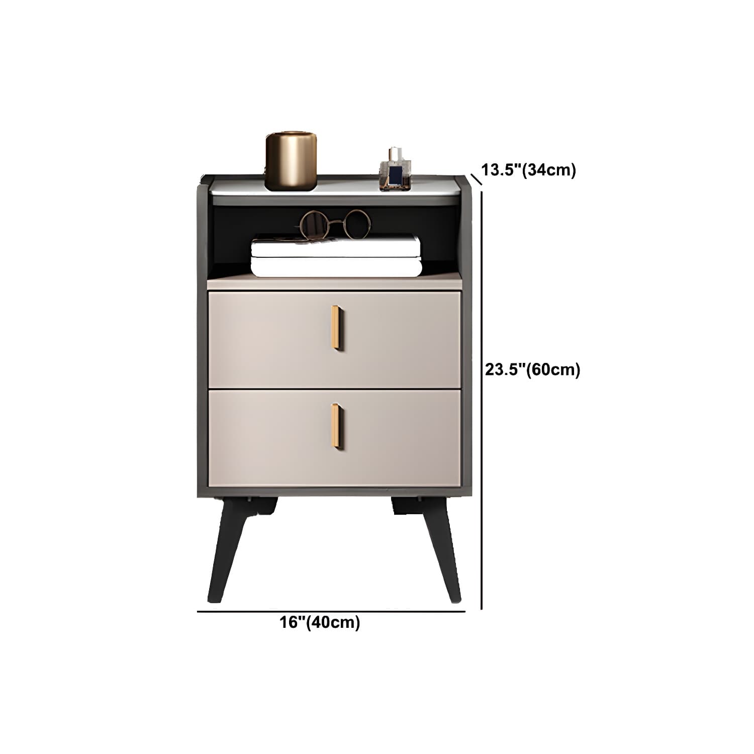 Stone Top Nightstand Modern Open Stoarge Drawer Legs Included Bed Nightstand - image 17