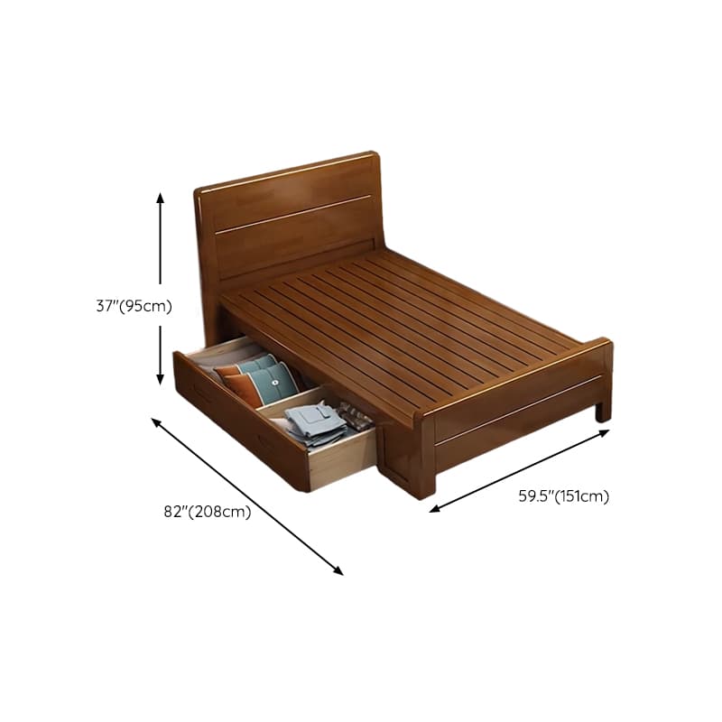 Traditional Brown Wood Panel Bed with Headboard Included and Footboard - image 29