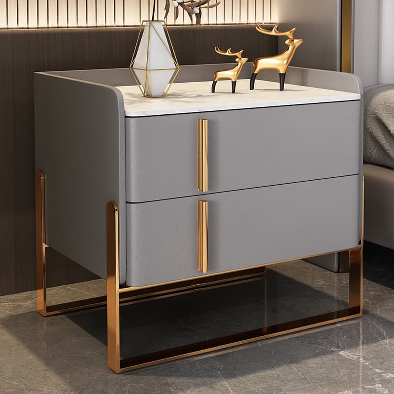 Nightstand With Drawer Organization with Leg, 2 Drawers and Stone Counter Top in a Casual Style - image 10