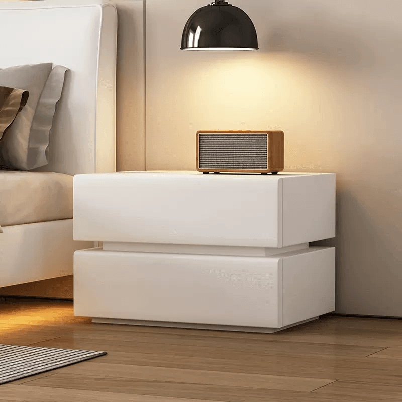 Minimalist 2-Tier Synthetic Leather Countertop Drawer Storage Nightstand - image 6