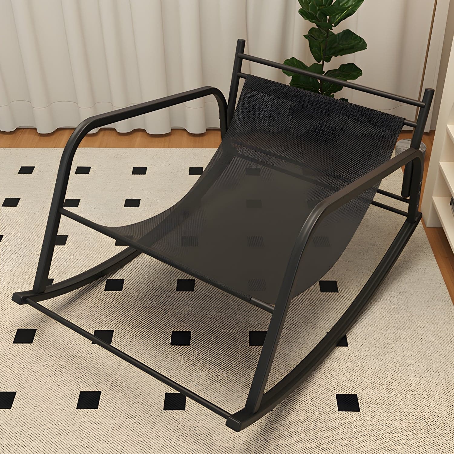 Modern Metal Rocking Chair with Sleek Black Legs - Stylish and Comfortable for Indoor Use - image 3