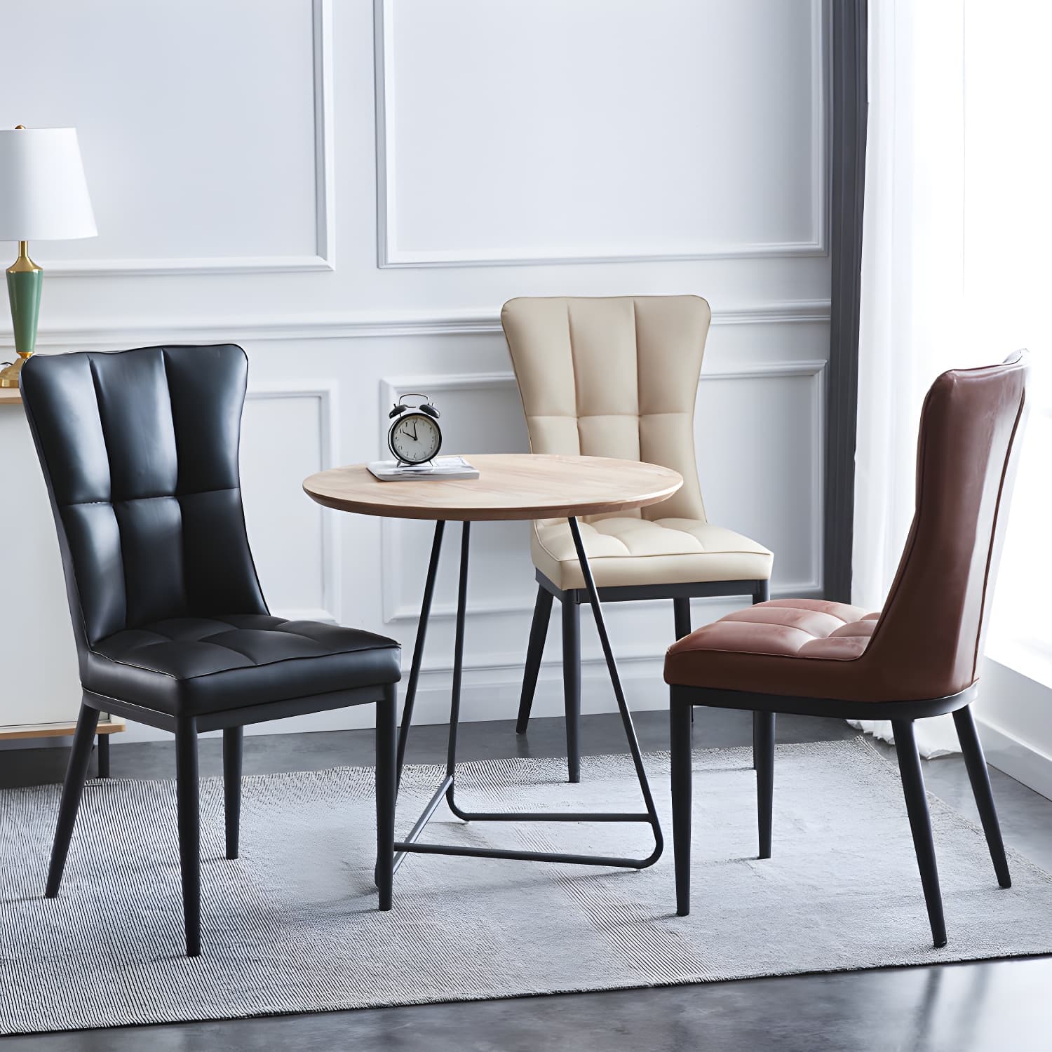 Upholstered Armless Dining Chairs Solid Back Side Chairs with Metal Legs - image 12