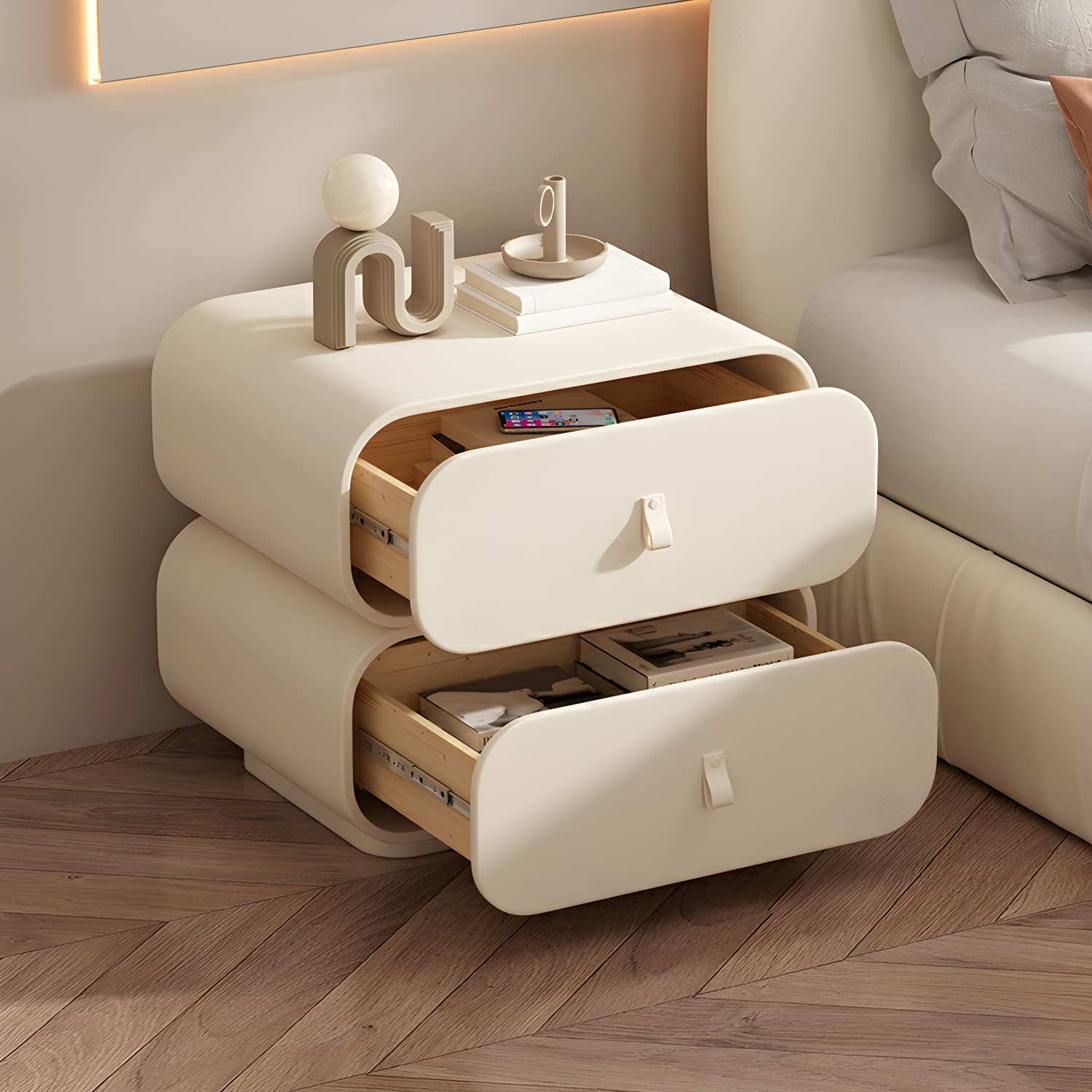 Contemporary Style Solid Wood 2-Drawer Night Table for Bedroom - image 13
