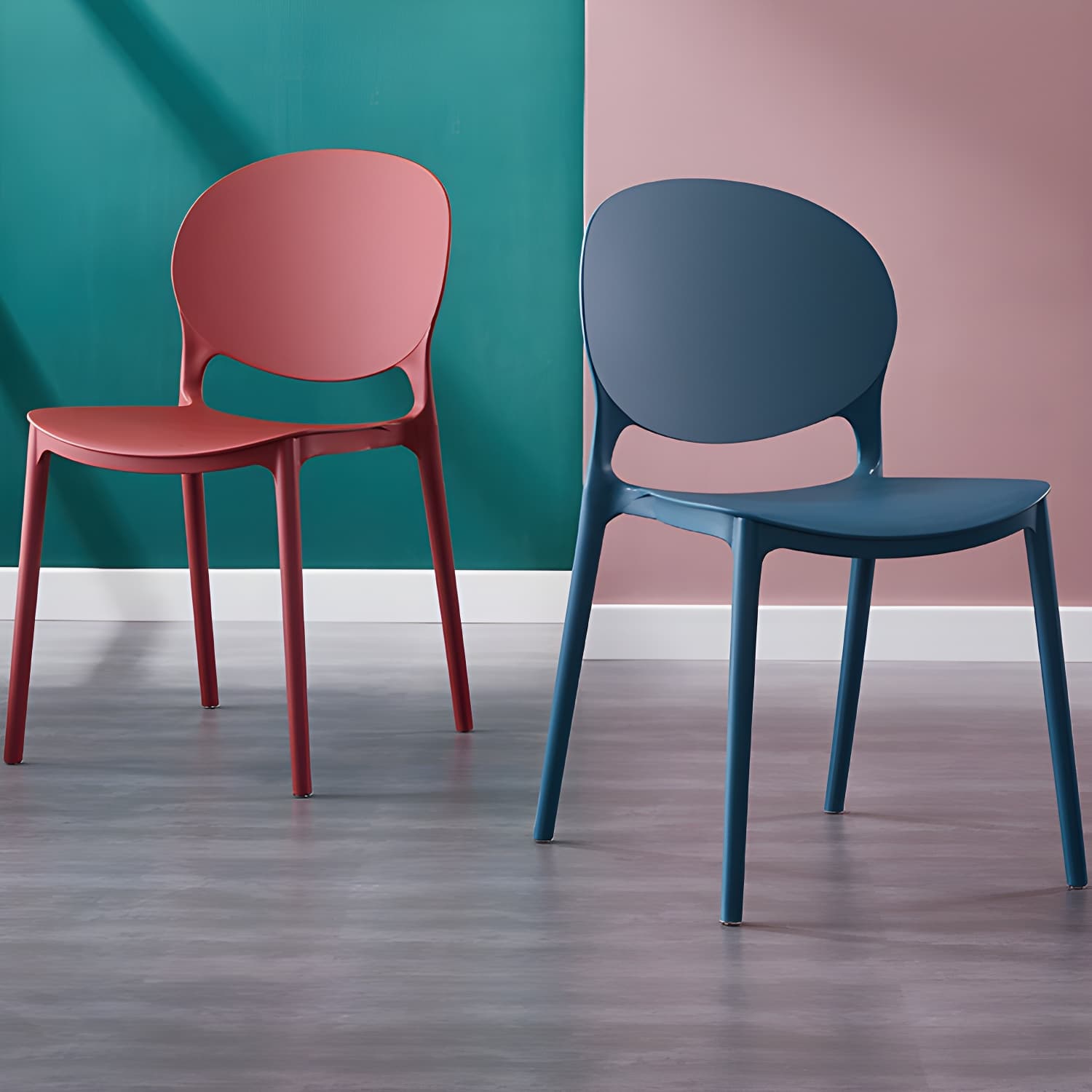 Scandinavian Plastic Dining Side Chair Open Back Matte Finish Dining Chair - image 32