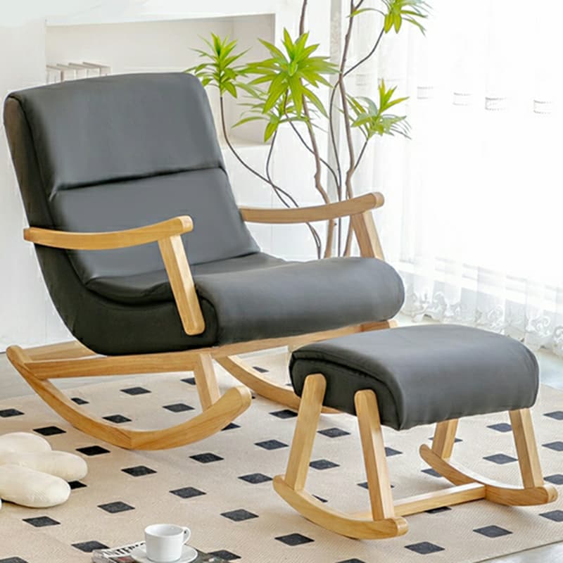 Modern Upholstered Rocking Chair with Track Arms and Ottoman for Stylish Interior Design