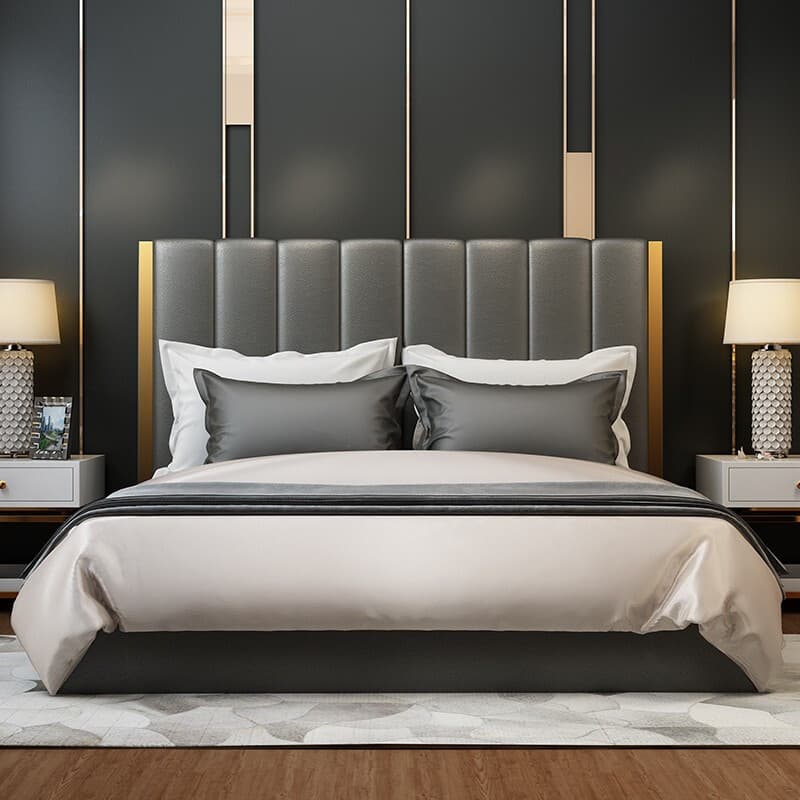 Free-standing Standard Standard（36-55“） Full(54"W x 75"L) Wood Rectangle Sponge Panel Headboard With Legs