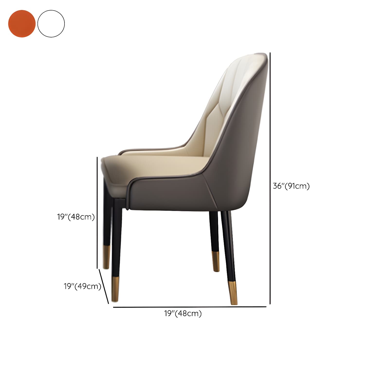 Glamorous Round Marble Dining Set with Gold Metal Pedestal Base and Upholstered White Chairs - image 16