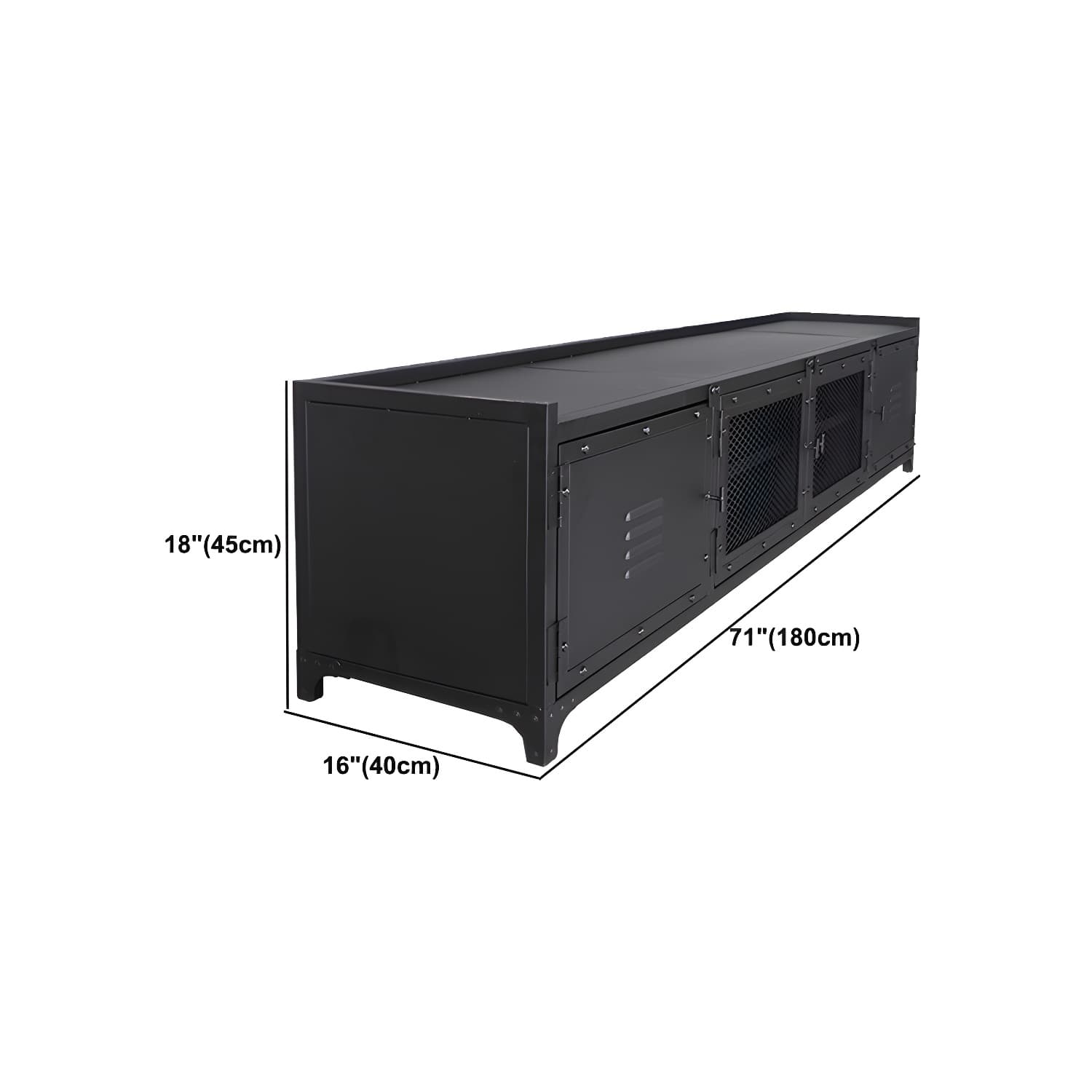 Industrial Style Metal TV Stand Black Colour Enclosed Storage TV Console with Cabinet - image 9
