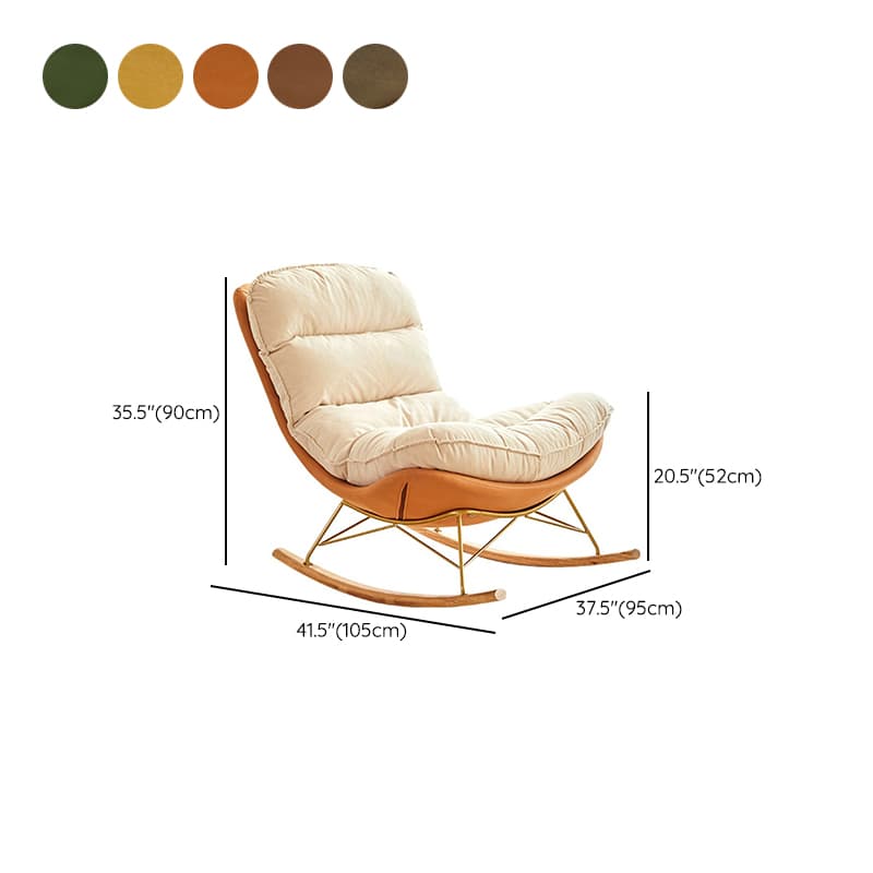 Trendy Faux Leather Upholstered Rocking Chair Couch with Footstool , Spindle Back and Resistant To Dirt - image 21