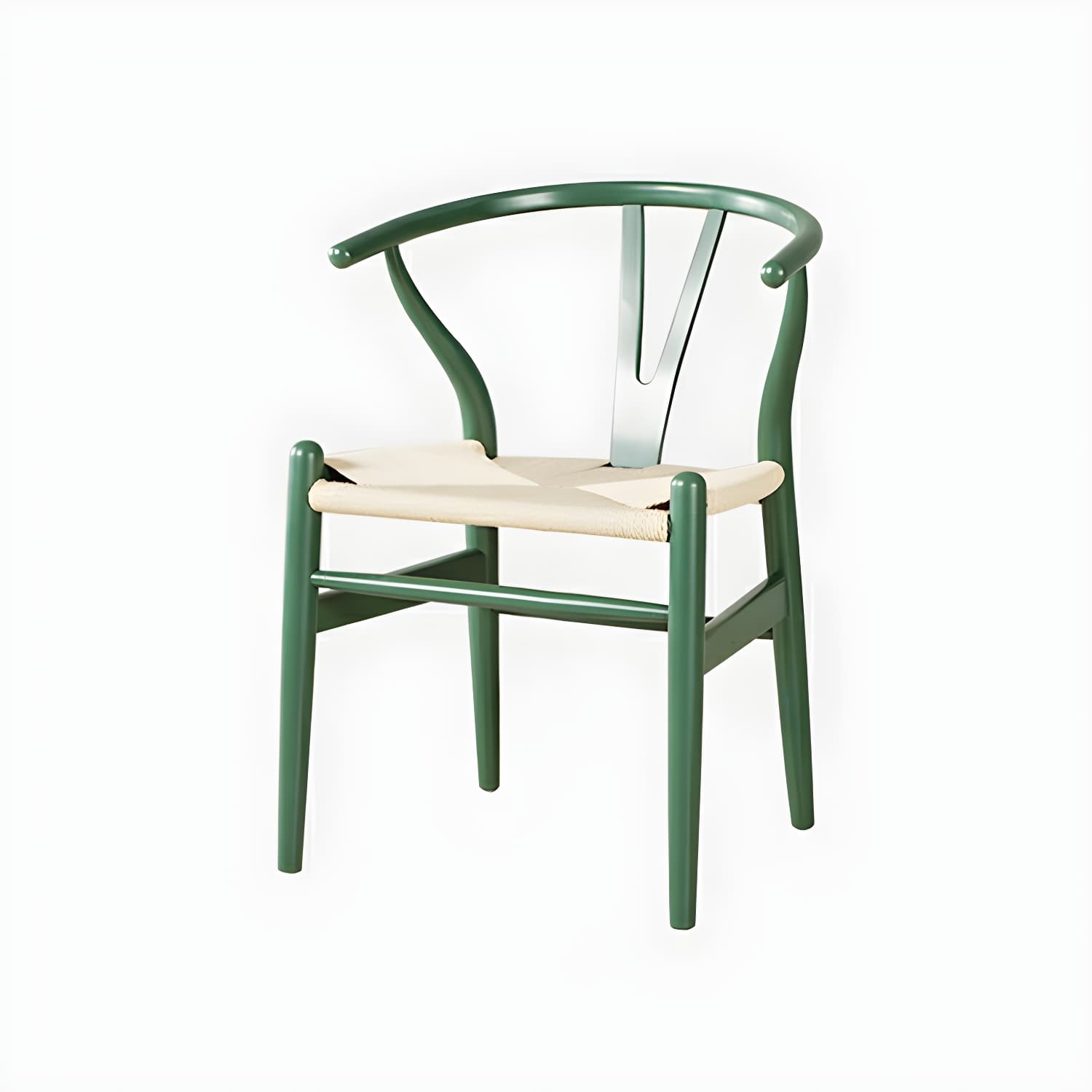 Scandinavian Wood Side Chair with Wishbone Back and Upholstered Seat for Kitchen & Dining