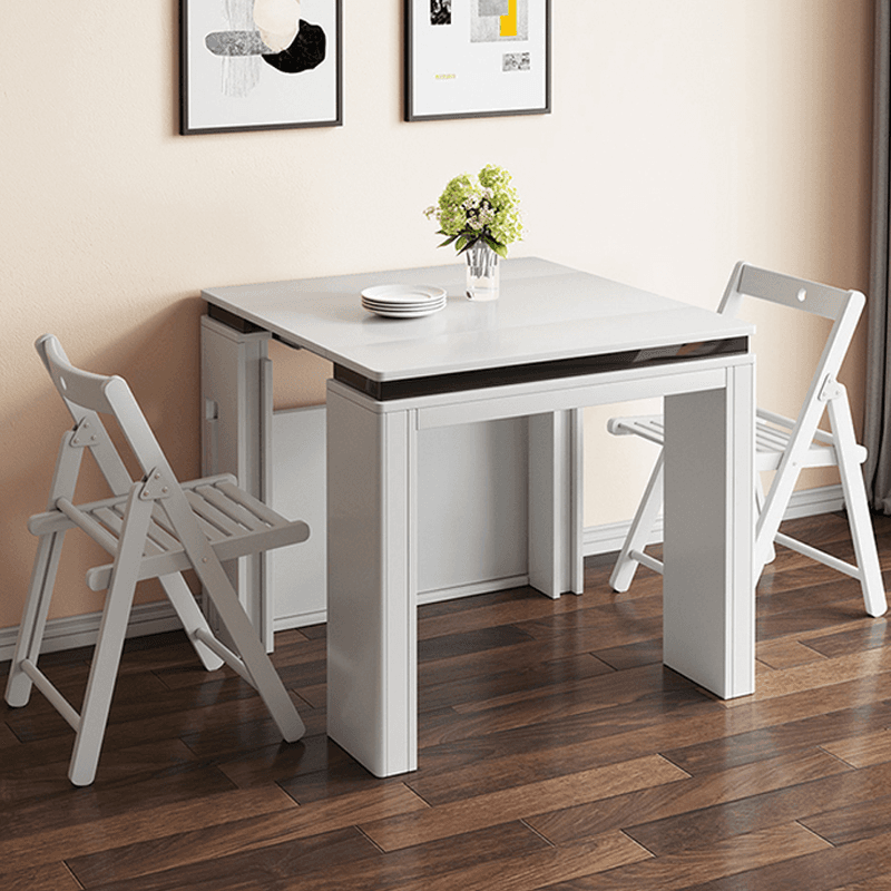 Trendy Rectangular Dining Table Set with Four Legs, Versatile 9-piece/7 Pieces/5 Piece Set, Chalk/Tan/Unfinished Colors - image 5