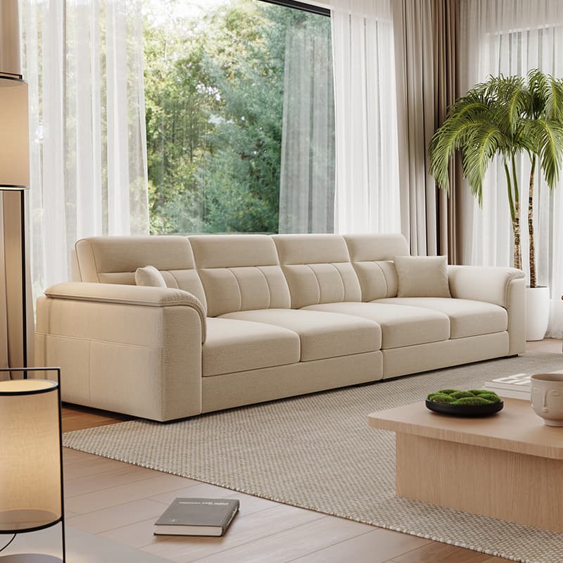 Modish Solid Color Standard Sofa in Light Gray/Light Brown/Beige for 6-Seater/5 Person/4-seater