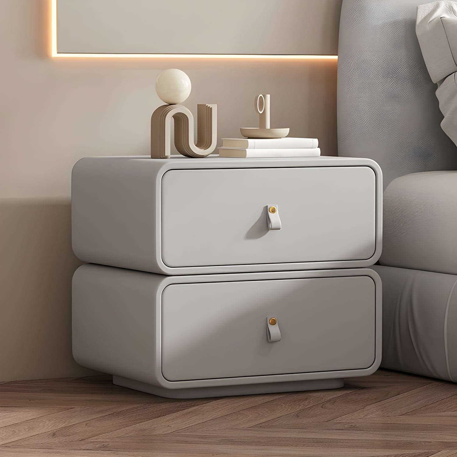 Modern Wood Drawer Storage Nightstand with 2 Drawers - Small Size - image 7