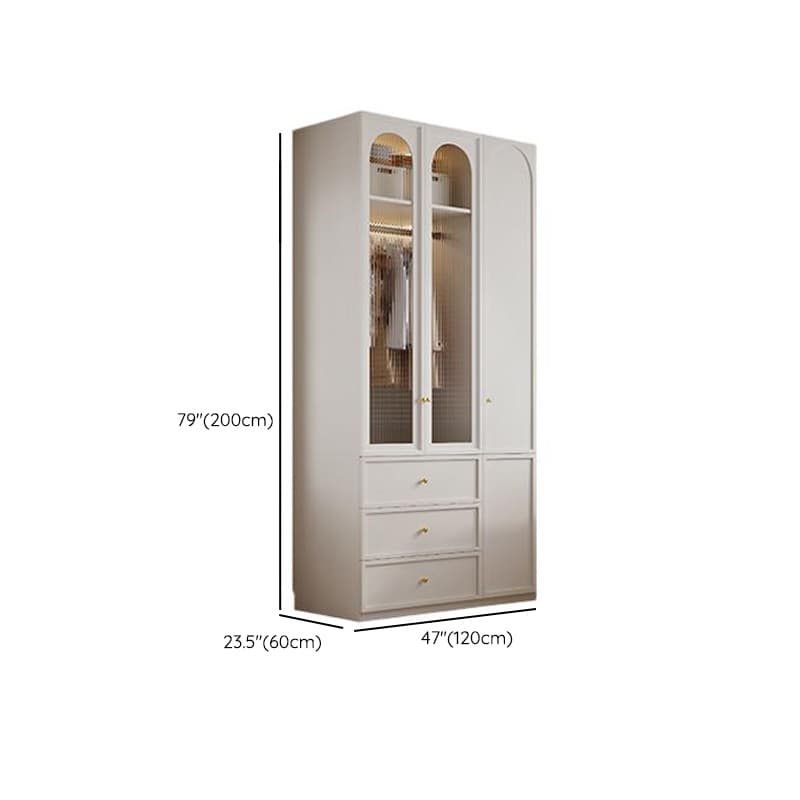Minimalist Manufactured Wood Independent Almirah with 3-Drawer, Interior Shelves, and Clothing Rod - image 25