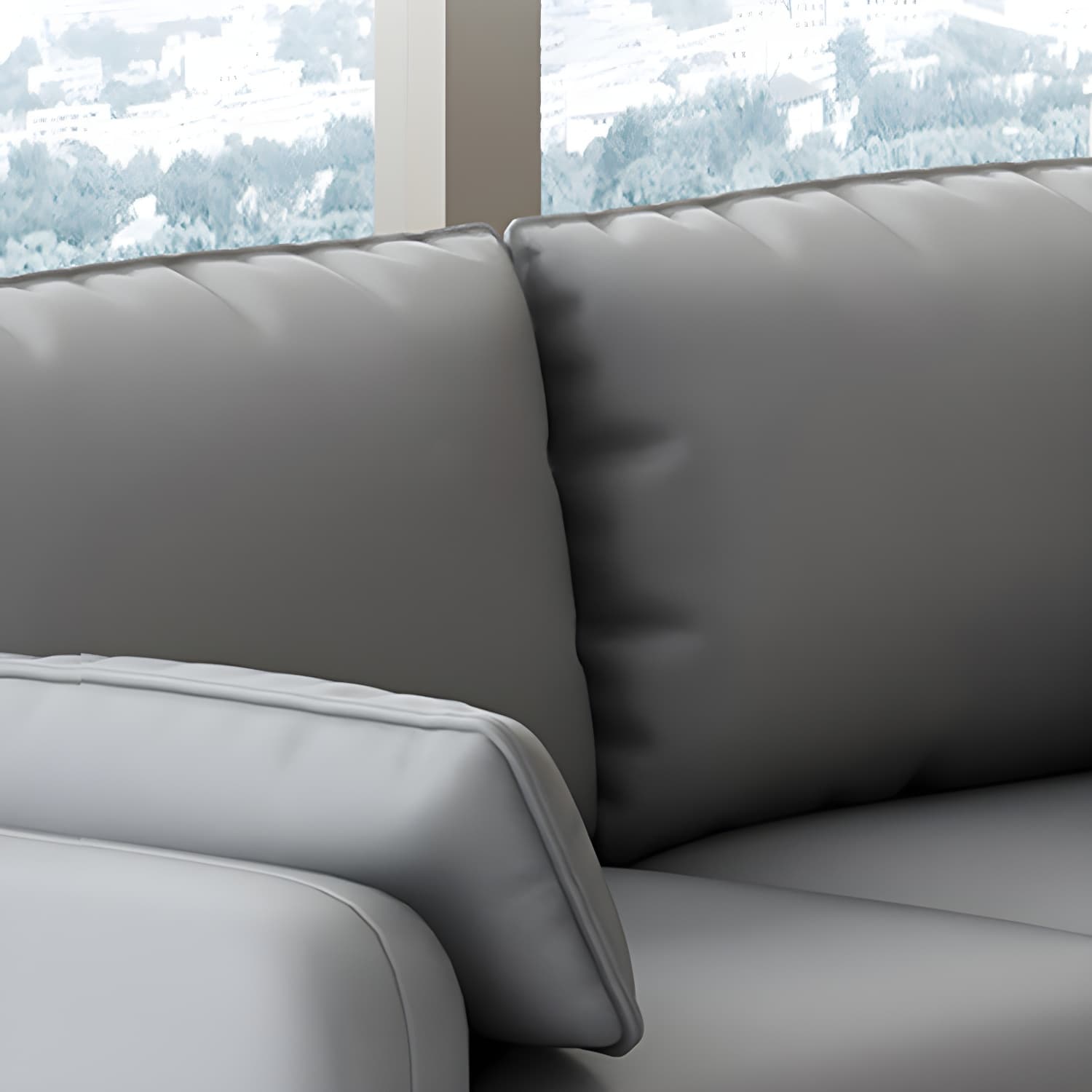 3-Seater Faux Leather Sofa Mid Century Loose Back Square Arm Settee - image 15