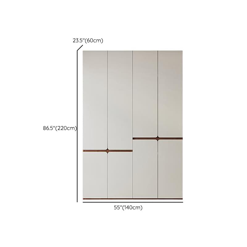White Minimalist Manufactured Wood Wardrobe Closet with Soft Close Drawer, Soft Close Door, Interior Shelves, and Clothing Rod - image 13