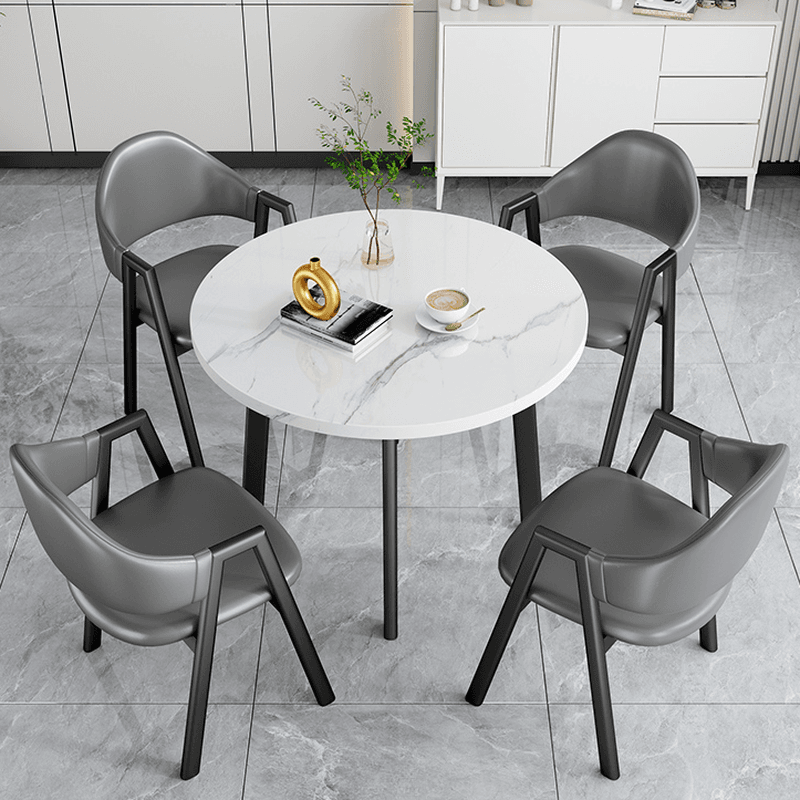 Dining Table Set with Rounded Shape and Padded Chair Back, Featuring Armrest and White Separable Table Top - image 6
