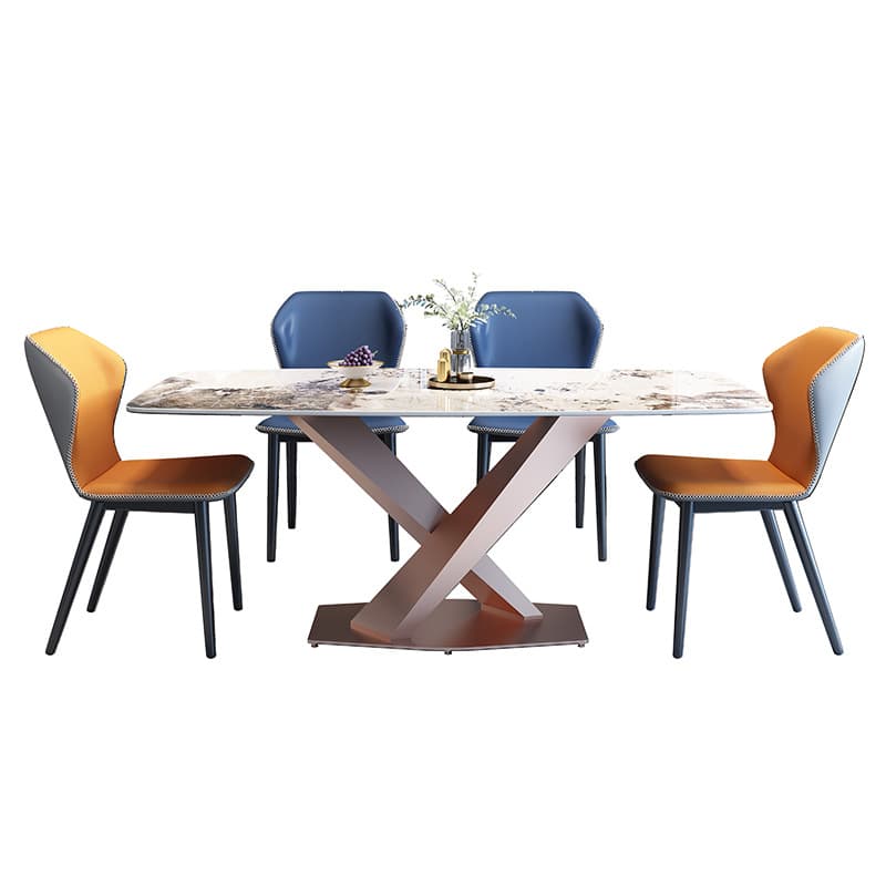Modern Rectangle White Stone Dining Table 4 Person/Seats 6/For 8 Standard Height Fixed Table - image 6