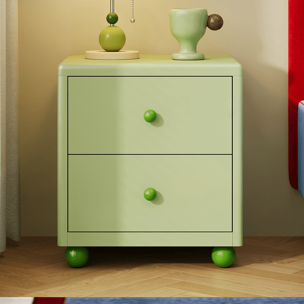 Organic Modern 2 Tiers Nightstand With Drawer Organization/Open Nightstand with Alloy Countertop - image 9