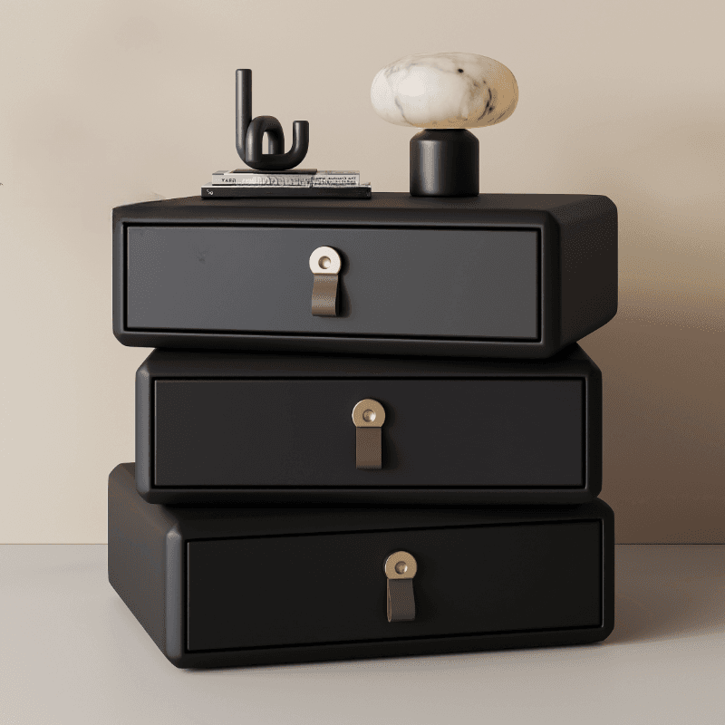 Organic Modern Nightstand With Drawer Organization Featuring 3 Drawers and Pleather Countertop