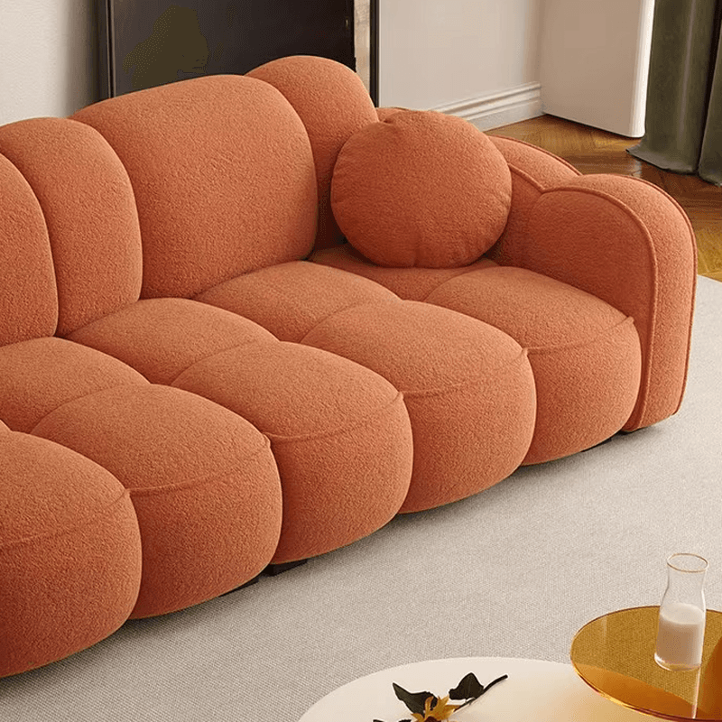 Modish Solid Color Standard Sofa Stain Resistant/Water Resistant Dove Grey/Apricot Color/Mocha with 2 Pillows & Armrest for 4 Person/3-seater - image 12