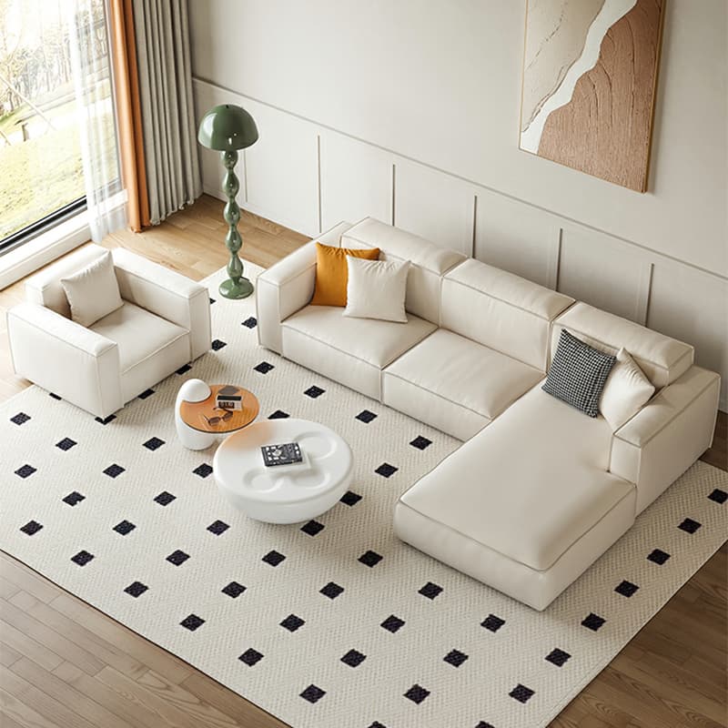 Luxurious Nappa Upholstered Sectional Sofa in Soft Nappa Leather