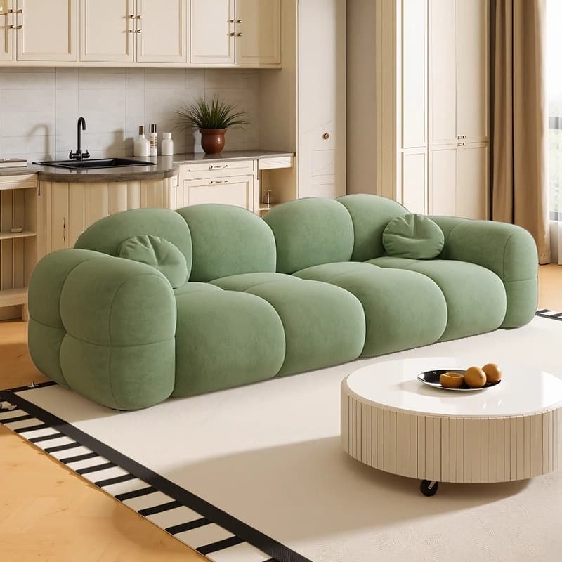Trendy Solid Color Stain Resistant Loveseat in Black/Dark Gray/Taupe for 2 People with 2 Pillows - image 3