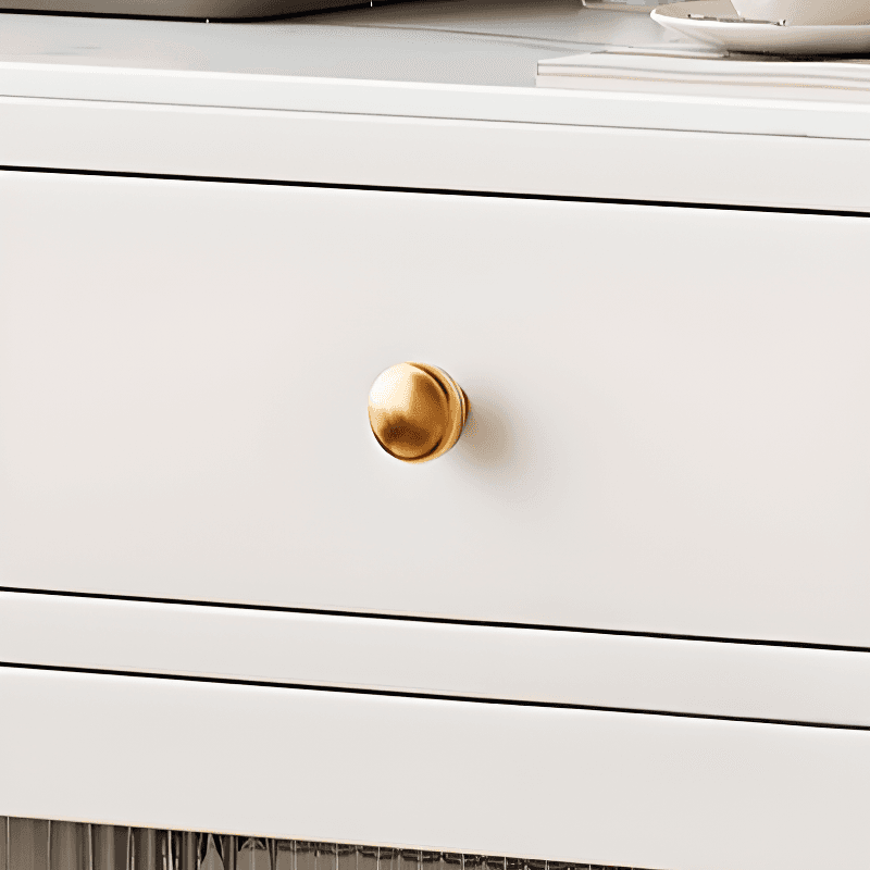 Simple Narrow Microwave Shelf Cabinet with 2 Drawers, Sintered Stone Countertop, Glazed Door, and Adjustable Shelving - image 8