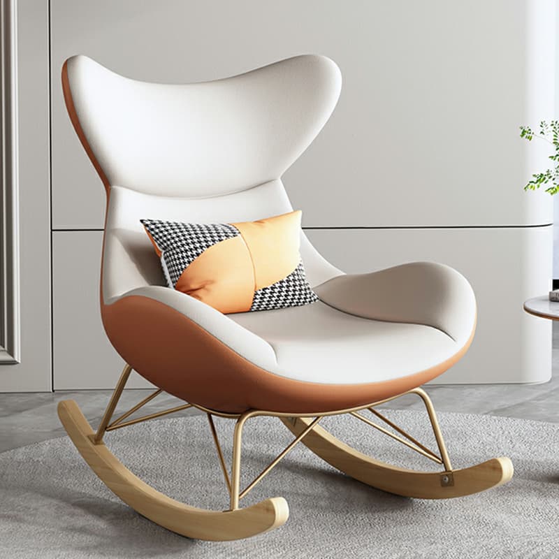 Modern Non-Scratch Armless Indoor Solid Wood Faux Leather Rocking Chair - image 6