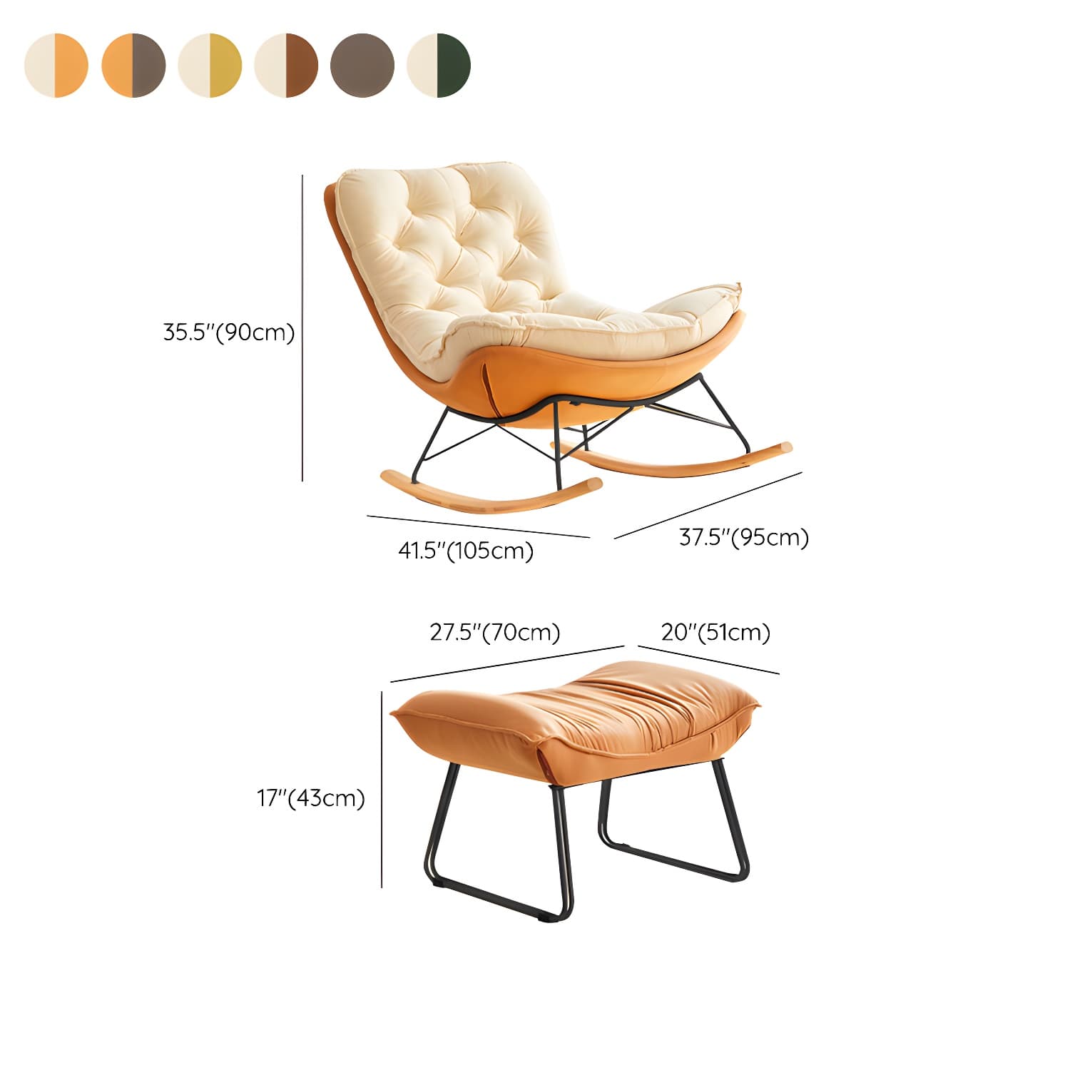 Tufted Rocking Accent Chair Contemporary Solid Wood with Removable Cushions - image 19