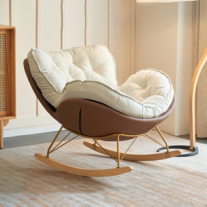 Stylish and Comfortable Modern Rocking Chair with Natural Wood Legs and Upholstered Track Arms - image 11