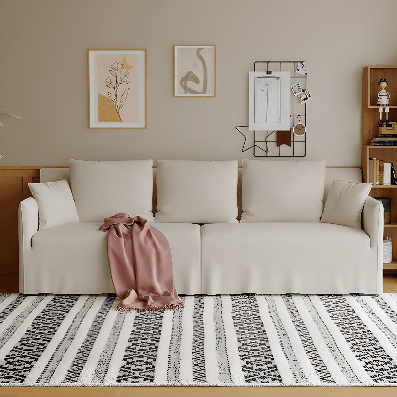 Standard Sofa/Loveseat in Light Gray/Emerald Green/Beige with Dressmaker Skirt and 5 Pillows - image 7