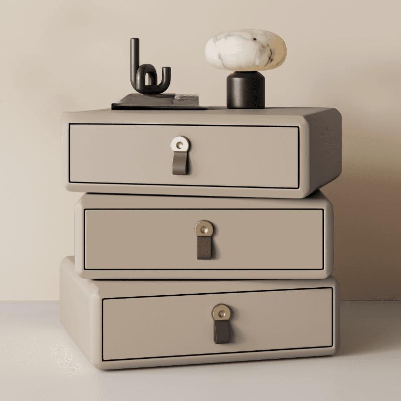 Organic Modern Nightstand With Drawer Organization Featuring 3 Drawers and Pleather Countertop - image 5