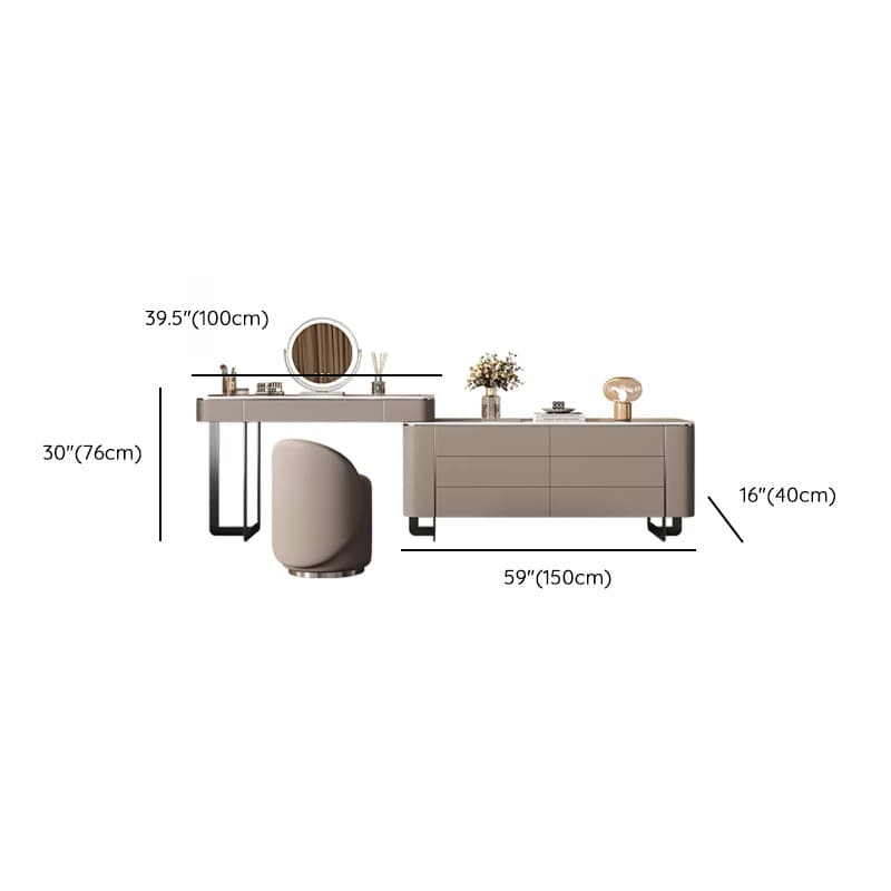 Vanity Set in Tan with 7 Drawers, Scalable and Push-Pull Features - image 20
