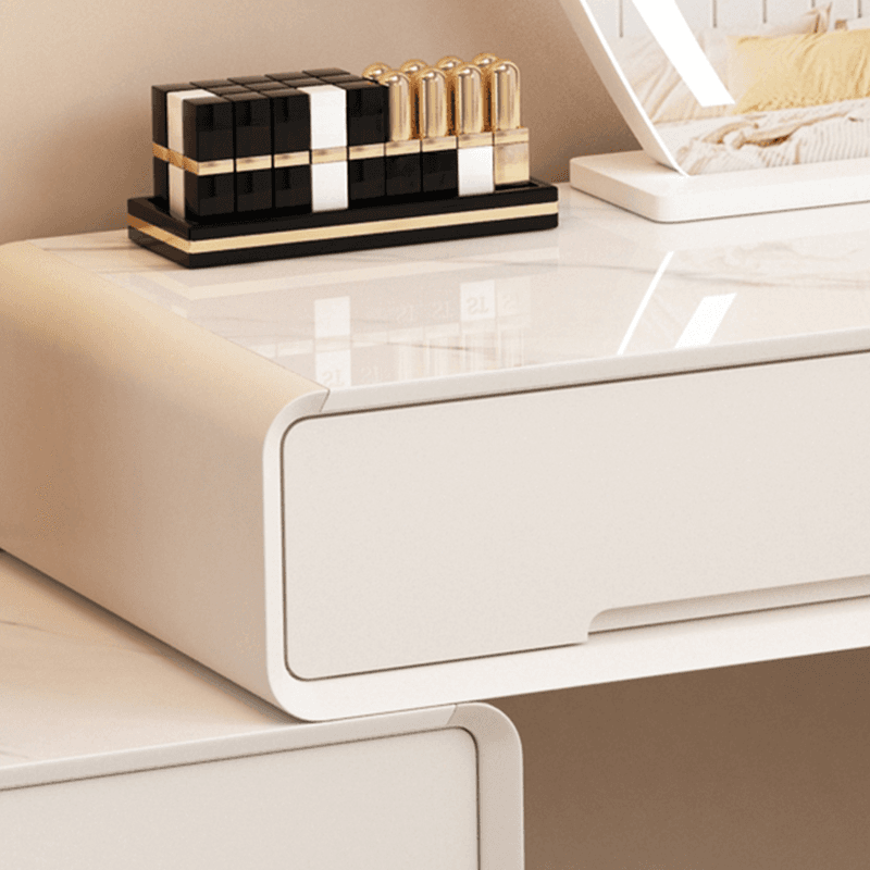 Large/Standard Stone Vanity Set with White Upholstered Chair, 5/8 Drawers, Mirror Lights, and Lighting - image 3