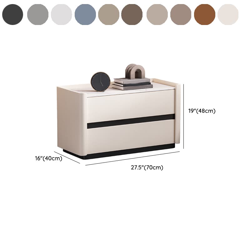 Modern Faux Leather Nightstand with 2 Drawers in Stone Countertop - image 21