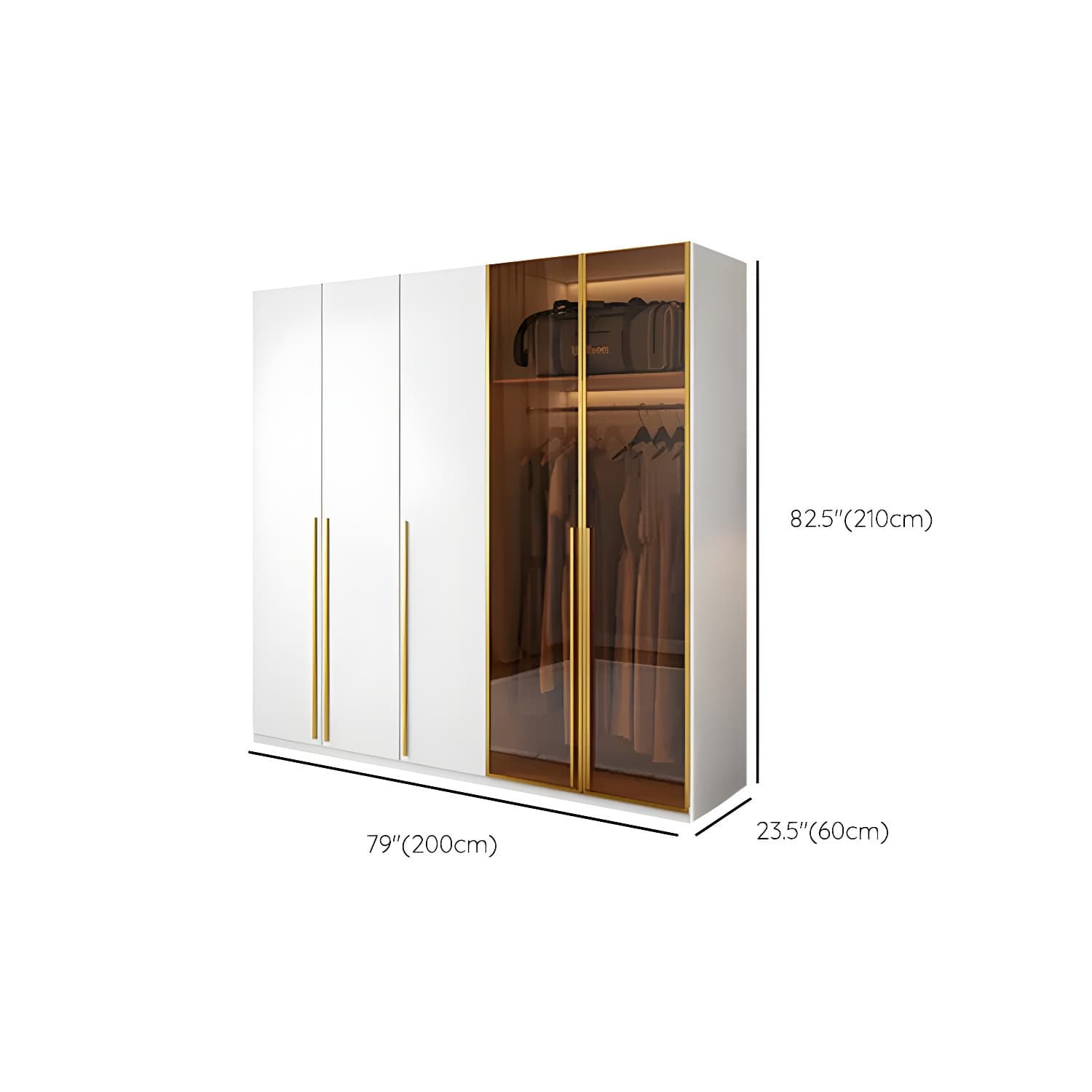 Modern White Wood Frame Wardrobe Armoire Freestanding Wardrobe with Soft Close Drawers - image 14
