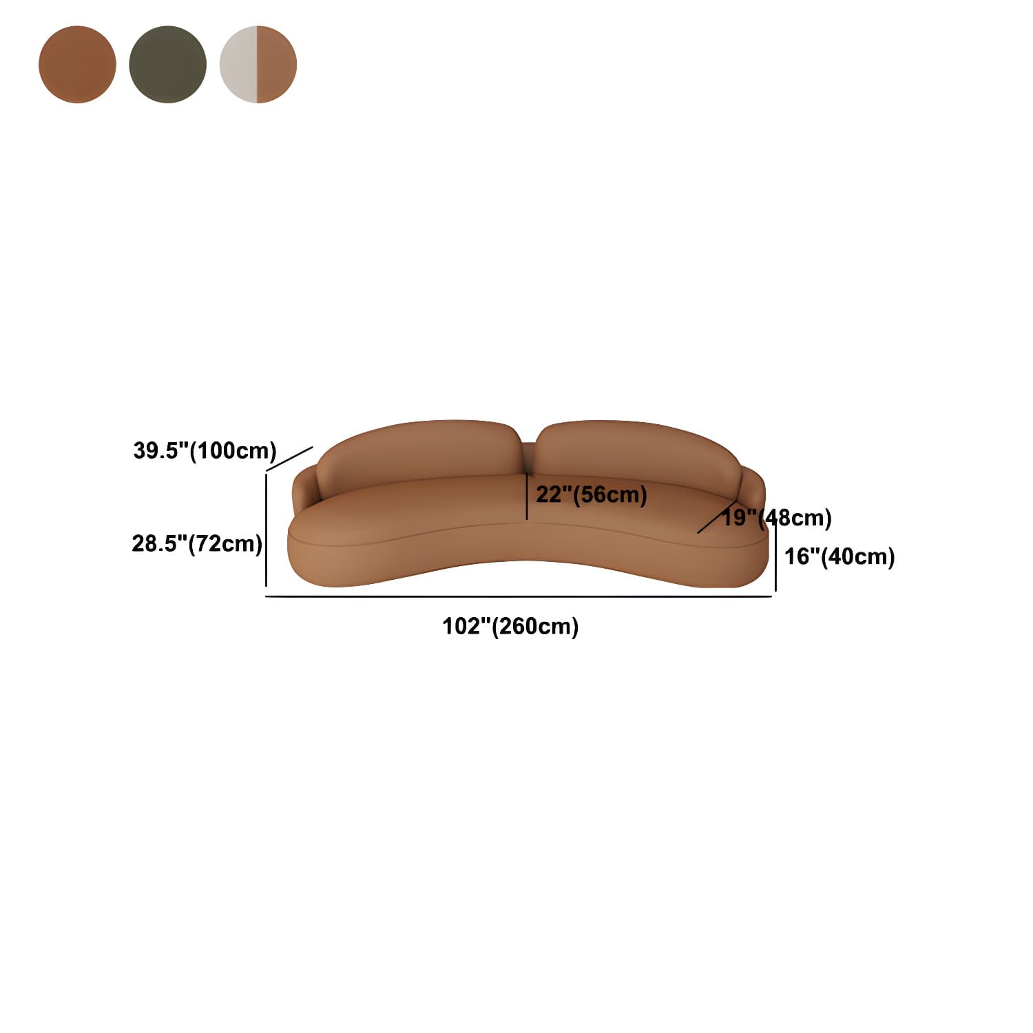 Faux Leather Contemporary Curved Sofa Armless Sofa for Living Room - image 16