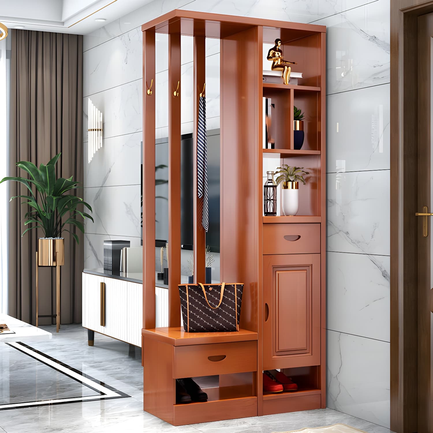 Solid Wood Modern Accent Cabinet with Doors and Drawers for Living Room - image 5
