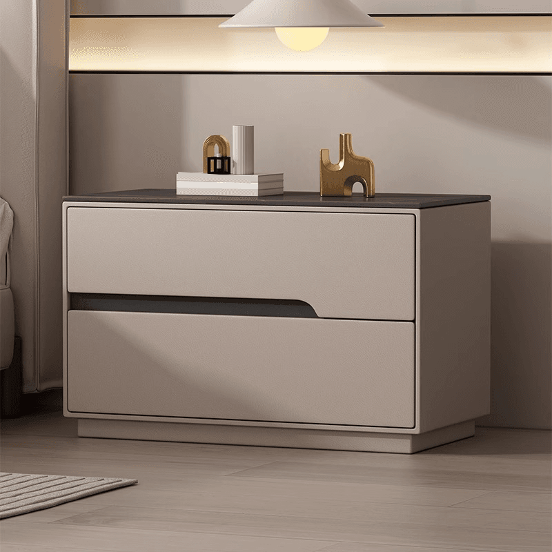 Minimalist Bedside Cabinet Nightstand with 2 Drawers and Stone Countertop - image 7